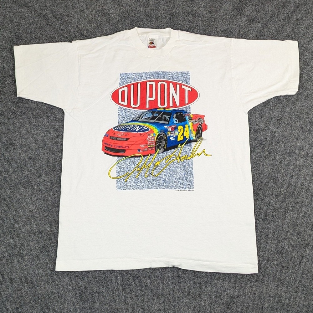 Vintage 1995 Jeff Gordon DuPont NASCAR T-Shirt XL White Fruit of the Loom 90s